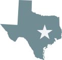 State of Texas graphic with a large star indicating the location of Austin, TX.