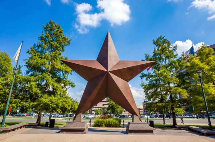 Photo of the Texas Star sculpture outside the Bob Bullock Texas State History Museum