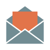 Graphic of an envelope with a letter peeking out the top.