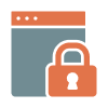 Graphic of a webpage with a lock in the foreground.